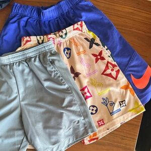 Kids' Blue, Gray, and Multicolor Shorts Trio
